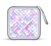 Jubonexis Pink and Blue Pastel Mermaid Scales Pattern CD Case DVD Storage Case Portable for Car Home Travel