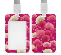 Jubonexis Pink and White Flowers Retro ID Badge Holder Retractable Clip Card Holder Card Protector Name Badge Name Tag for Work Office Doctor Nurse