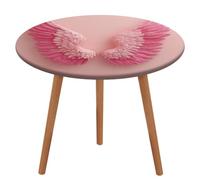 Jubonexis Pink Angel Wings on Pastel Valentine's Day Round Tablecloth,Waterproof Elastic Fitted Table Covers for Picnic Camping Dining 50 Inch