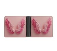 Jubonexis Pink Angel Wings on Pastel Valentine's Day Soft PU Leather Bifold Wallet, Coin Purse Credit Pass Case, Durable Card-Holder Slim Billfold for Men Woman Money Storage