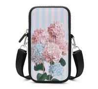 Jubonexis Pink Blue Hydrangea Flowers Vintage Aesthetic Crossbody Mobile Phone Bag Smartphone Bag With Adjustable Strap