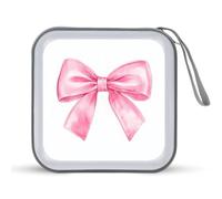 Jubonexis Pink Bow Tie Watercolor Minimalist CD Case DVD Storage Case Portable for Car Home Travel