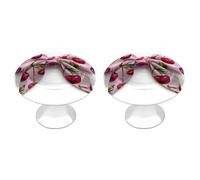 Jubonexis Pink Bow with Cherries Pattern Round Drawer Cabinet Knobs Handles with Screws,2 Pcs, Drawer Dresser Knob Pulls Decor for Wardrobe Cupboard Home Office Kitchen