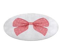 Jubonexis Pink Bow with White Dots Large Round Carpet Area Rug Mat Modern Non Slip Circular Rugs 36inch(90cm)
