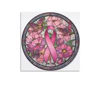 Jubonexis Pink Breast Cancer Ribbon Flowers And Butterflies Canvas Wall Art Poster Painting Aesthetic Picture for Living Room Farmhouse Decor Unframed 16x16inch(40x40cm)