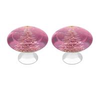 Jubonexis Pink Christmas Tree and Star Round Drawer Cabinet Knobs Handles with Screws,2 Pcs, Drawer Dresser Knob Pulls Decor for Wardrobe Cupboard Home Office Kitchen