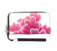 Jubonexis Pink Coral PU Leather Clutch Long Bifold Wallet, Coin Purse Credit Pass Case, Durable Card-Holder Money Storage for Women Men