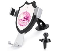Jubonexis Pink Disco Ball Car Phone Holder Mount Triangle Clip Base Air Vent Cell Phone Car Mount Automotive Accessories for 4-6 Inches Cell Smartphones