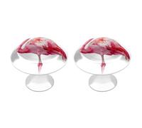 Jubonexis Pink Flamingo Watercolor Style Round Drawer Cabinet Knobs Handles with Screws,2 Pcs, Drawer Dresser Knob Pulls Decor for Wardrobe Cupboard Home Office Kitchen