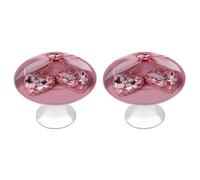 Jubonexis Pink Heart Diamond Crystal Ribbon Bow Round Drawer Cabinet Knobs Handles with Screws,2 Pcs, Drawer Dresser Knob Pulls Decor for Wardrobe Cupboard Home Office Kitchen