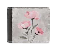Jubonexis Pink Peonies Soft PU Leather Bifold Wallet, Coin Purse Credit Pass Case, Durable Card-Holder Slim Billfold for Men Woman Money Storage