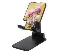 Jubonexis Pink Purple Peonies White Lilies on Yellow Cell Phone Stand Foldable Adjustable Phone Stand for Desk