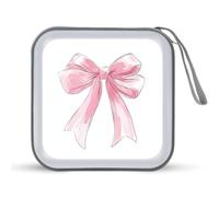 Jubonexis Pink Ribbon Bow CD Case DVD Storage Case Portable for Car Home Travel