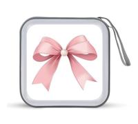 Jubonexis Pink Ribbon Bow with A Pearl CD Case DVD Storage Case Portable for Car Home Travel