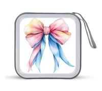 Jubonexis Pink Ribbon Bow with Long Tails CD Case DVD Storage Case Portable for Car Home Travel