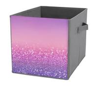 Jubonexis Pink to Purple Gradient with Glitter Cube Storage Bins Storage Cubes Foldable Decorative Fabric Storage Baskets Home Organizers with Handles for Shelves,Closet, 27x27 CM