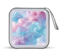 Jubonexis Pink Tranquil Blues Greens Abstract Sky CD Case DVD Storage Case Portable for Car Home Travel