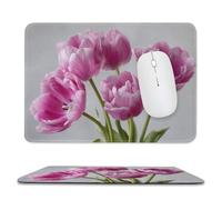 Jubonexis Pink Tulips Mouse Pad, Small Office Computer Mouse Pads for Desk Laptop with Non-Slip Rubber Base Mouse Mat, Gaming Mouse Pads