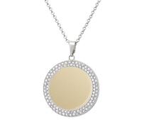 Jubonexis Plain Yellow Colored Paper Texture Round Pendant Necklace Silver Jewelry for Women