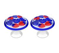 Jubonexis Plate with Fresh Ripe Strawberries Minimal Round Drawer Cabinet Knobs Handles with Screws,2 Pcs, Drawer Dresser Knob Pulls Decor for Wardrobe Cupboard Home Office Kitchen