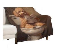 Jubonexis Poodle Reading on Toilet Seat Anti Pilling Throw Blankets Cozy Durable Blanket for Bedroom Living Rooms Couch Sofa Bed 50"x60"
