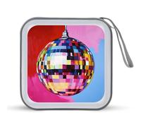 Jubonexis Pop Art Funky Colors Disco Ball CD Case DVD Storage Case Portable for Car Home Travel