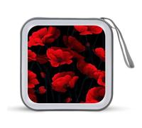 Jubonexis Poppies in Vivid Red CD Case DVD Storage Case Portable for Car Home Travel