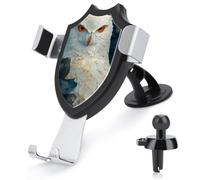 Jubonexis Portrait of A Snow Owl Car Phone Holder Mount Triangle Clip Base Air Vent Cell Phone Car Mount Automotive Accessories for 4-6 Inches Cell Smartphones