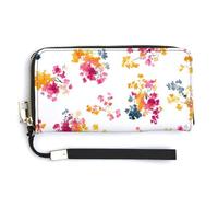 Jubonexis Preppy Flowers Clusters of Tiny Flowers PU Leather Clutch Long Bifold Wallet, Coin Purse Credit Pass Case, Durable Card-Holder Money Storage for Women Men