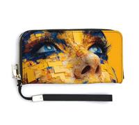 Jubonexis Pretty Woman Face PU Leather Clutch Long Bifold Wallet, Coin Purse Credit Pass Case, Durable Card-Holder Money Storage for Women Men