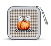 Jubonexis Pumpkin with Two Cute Ghosts CD Case DVD Storage Case Portable for Car Home Travel