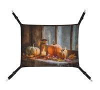 Jubonexis Pumpkins Candles Autumn Leaves on Table Breathable Pet Hammock with Adjustable Straps Reversible Cat Hanging Bed Dog Mats