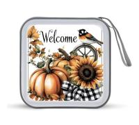 Jubonexis Pumpkins Sunflowers and Birds CD Case DVD Storage Case Portable for Car Home Travel