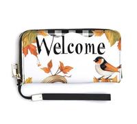 Jubonexis Pumpkins Sunflowers Birds PU Leather Clutch Long Bifold Wallet, Coin Purse Credit Pass Case, Durable Card-Holder Money Storage for Women Men