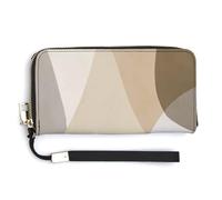 Jubonexis Pure Abstract Organic Forms Warm Beige PU Leather Clutch Long Bifold Wallet, Coin Purse Credit Pass Case, Durable Card-Holder Money Storage for Women Men
