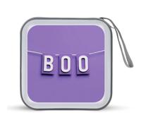 Jubonexis Purple and White Letter Banner Word Boo CD Case DVD Storage Case Portable for Car Home Travel