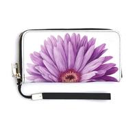 Jubonexis Purple Gerbera Flower PU Leather Clutch Long Bifold Wallet, Coin Purse Credit Pass Case, Durable Card-Holder Money Storage for Women Men