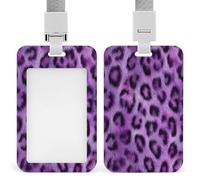Jubonexis Purple Leopard Texture ID Badge Holder Retractable Clip Card Holder Card Protector Name Badge Name Tag for Work Office Doctor Nurse
