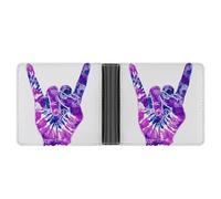 Jubonexis Purple Tie Die Love Gesture Soft PU Leather Bifold Wallet, Coin Purse Credit Pass Case, Durable Card-Holder Slim Billfold for Men Woman Money Storage