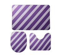 Jubonexis Purple White Stripes Bathroom Rugs Sets 3 Piece - Bath Mats,U-Shape Toilet Lid Cover,Contour Mat,Shower Mats Bath Rug Mat for Bathroom Tub Toilet