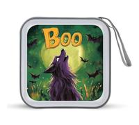 Jubonexis Purple Wolf Howls at The Moon CD Case DVD Storage Case Portable for Car Home Travel