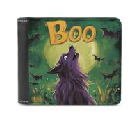 Jubonexis Purple Wolf Howls at The Moon Soft PU Leather Bifold Wallet, Coin Purse Credit Pass Case, Durable Card-Holder Slim Billfold for Men Woman Money Storage