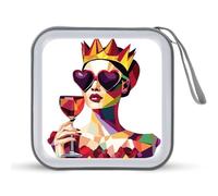 Jubonexis Queen Crown Heart-Shaped Sunglasses Geometric CD Case DVD Storage Case Portable for Car Home Travel
