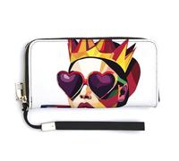 Jubonexis Queen Crown Heart-Shaped Sunglasses Geometric PU Leather Clutch Long Bifold Wallet, Coin Purse Credit Pass Case, Durable Card-Holder Money Storage for Women Men