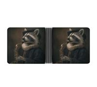 Jubonexis Raccoon Dressed in Dark Clothes Play The Saxophone Soft PU Leather Bifold Wallet, Coin Purse Credit Pass Case, Durable Card-Holder Slim Billfold for Men Woman Money Storage