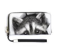Jubonexis Raccoon Peeking Out of A Hole PU Leather Clutch Long Bifold Wallet, Coin Purse Credit Pass Case, Durable Card-Holder Money Storage for Women Men