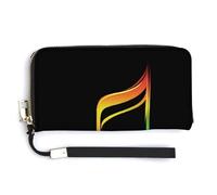 Jubonexis Rainbow Color Music Note PU Leather Clutch Long Bifold Wallet, Coin Purse Credit Pass Case, Durable Card-Holder Money Storage for Women Men