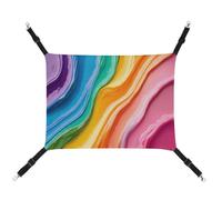Jubonexis Rainbow Colors Liquid Aesthetic Breathable Pet Hammock with Adjustable Straps Reversible Cat Hanging Bed Dog Mats