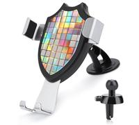 Jubonexis Rainbow Disco Mirror Tile Pattern Iridescent Car Phone Holder Mount Triangle Clip Base Air Vent Cell Phone Car Mount Automotive Accessories for 4-6 Inches Cell Smartphones