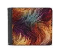 Jubonexis Rainbow Faux Fur Texture Soft PU Leather Bifold Wallet, Coin Purse Credit Pass Case, Durable Card-Holder Slim Billfold for Men Woman Money Storage